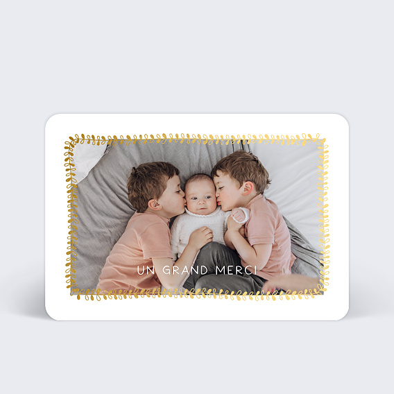 Carte remerciement naissance Jolies Feuilles