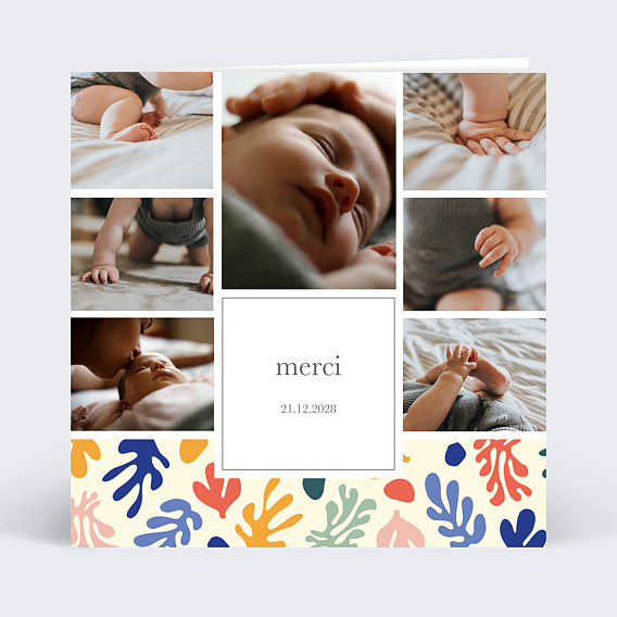 Carte remerciement naissance Multi Liberty