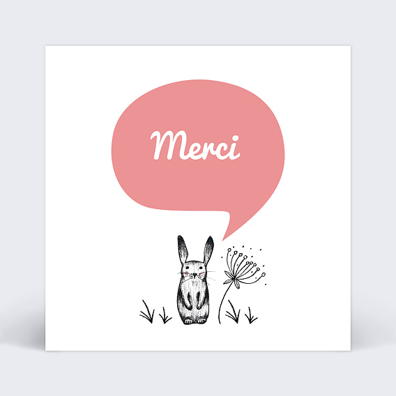 Remerciements Naissance Petit lapin rose