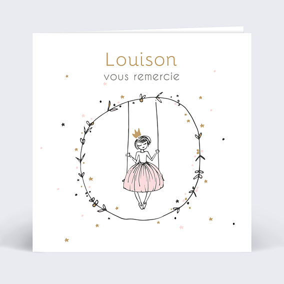 Carte remerciement naissance Petite Princesse