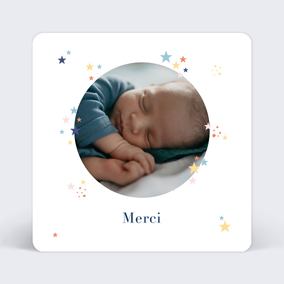 Carte remerciement naissance Petites Étoiles