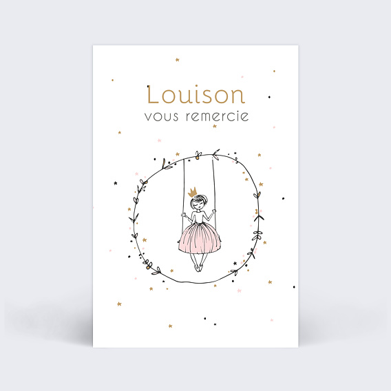 Carte remerciement naissance Petite Princesse