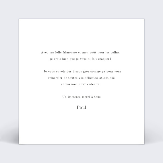 Remerciements Naissance Noir et Blanc Simple