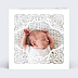 Carte remerciement naissance Découpe Dentelle