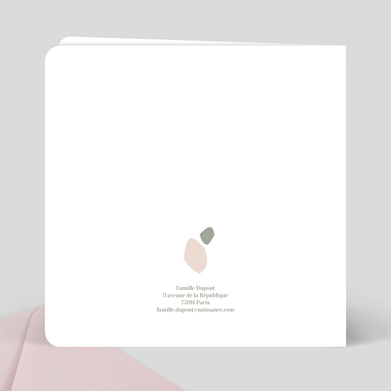 Carte remerciement naissance Argile Verso