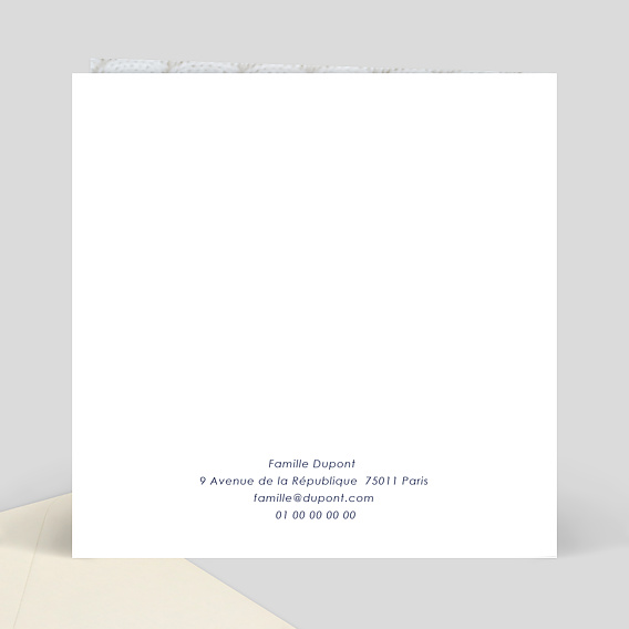 Carte remerciement naissance Tendance Verso