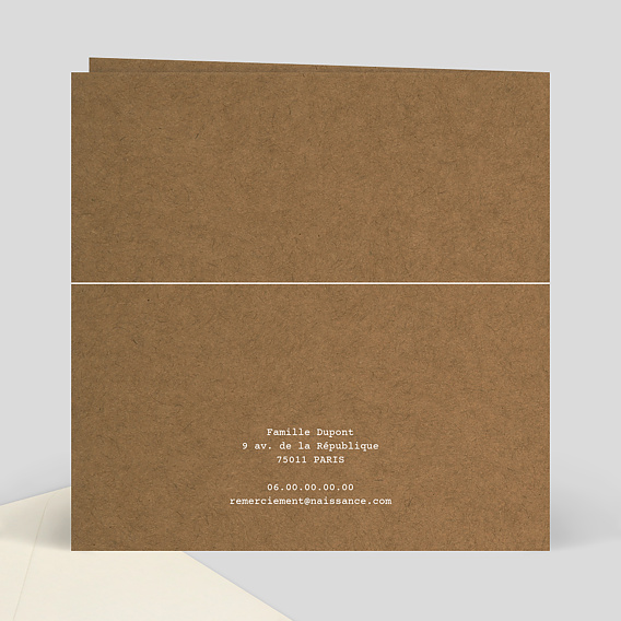 Carte remerciement naissance Timeline Kraft Verso