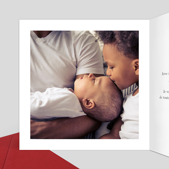 Carte remerciement naissance Jolie Typo 2 Photos Intérieur Gauche