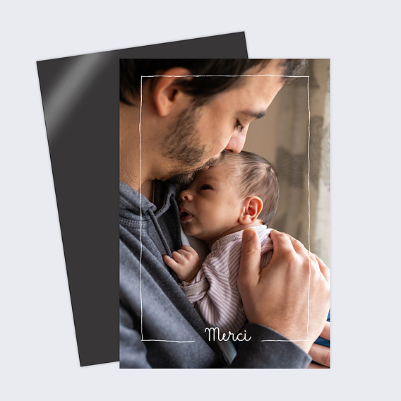 Carte remerciement naissance Cadre à la Main