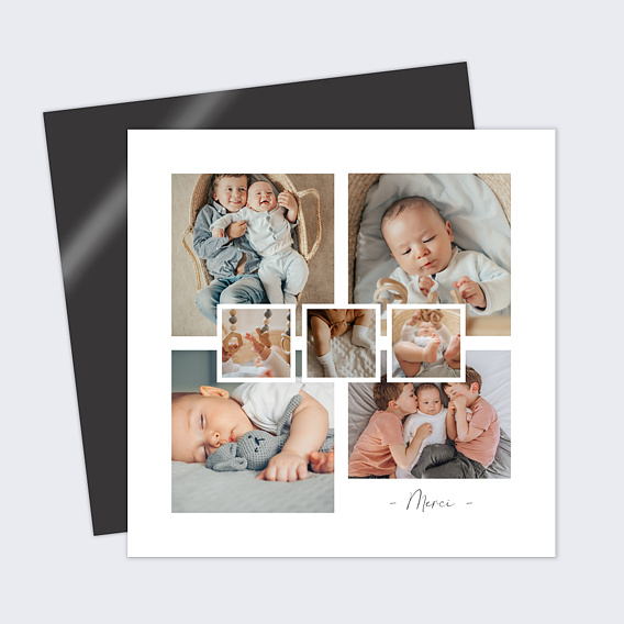 Carte remerciement naissance Multi Photos