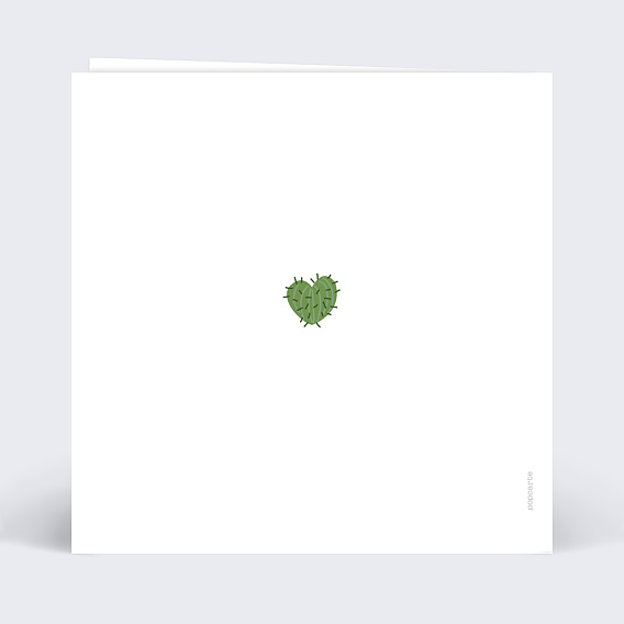 Carte remerciement naissance Cactus Verso