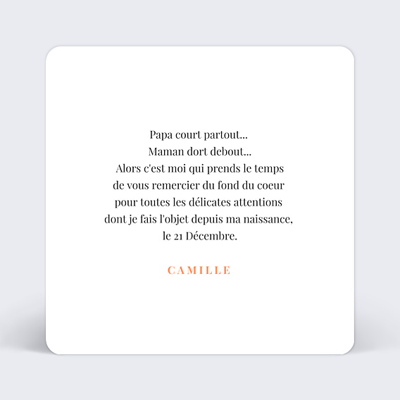 Remerciements Naissance Simplicité