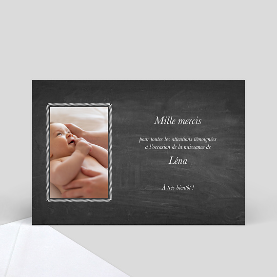 Carte remerciement naissance Jolie Ardoise Verso