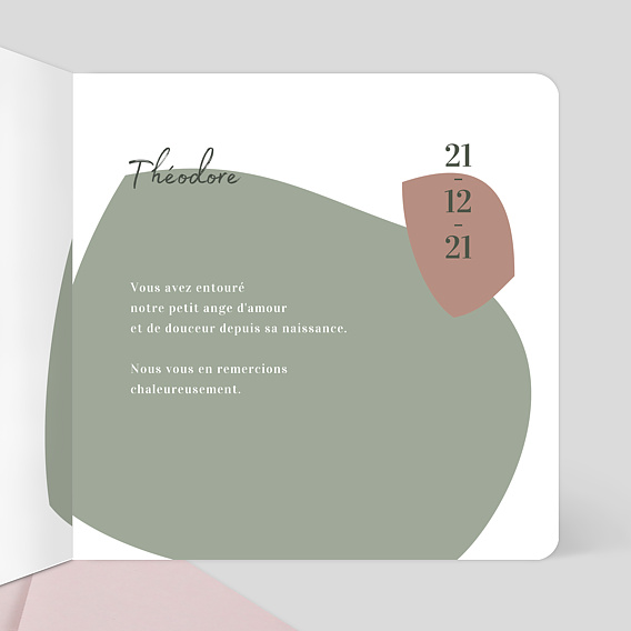 Carte remerciement naissance Argile Intérieur Droit