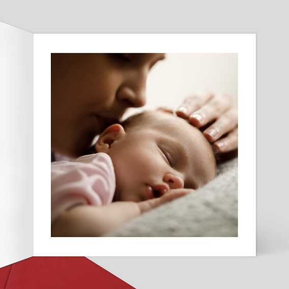 Carte remerciement naissance Découpe Coeur Intérieur Droit