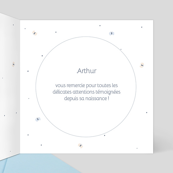 Carte remerciement naissance Douce cigogne Intérieur Droit