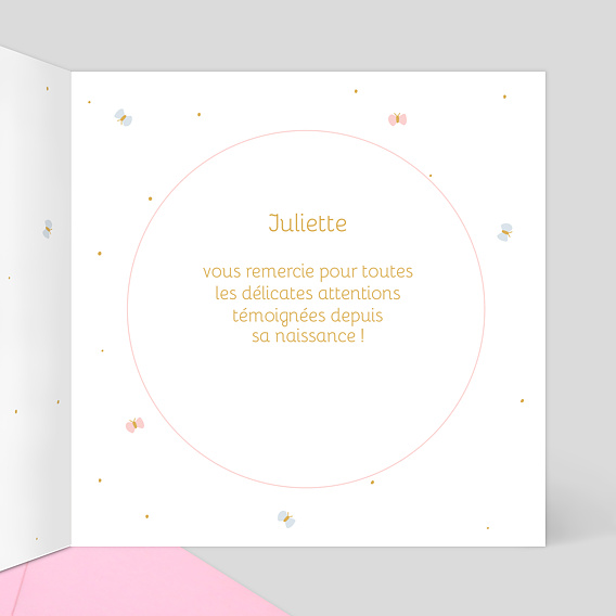 Carte remerciement naissance Douce Cigogne Intérieur Droit