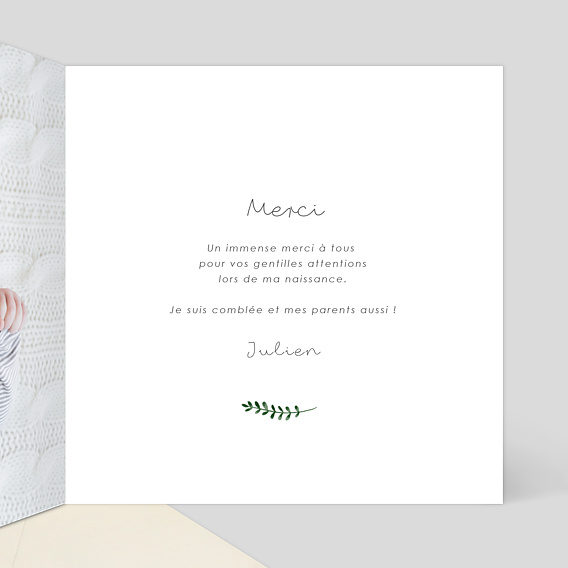 Carte remerciement naissance Tendance Intérieur Droit