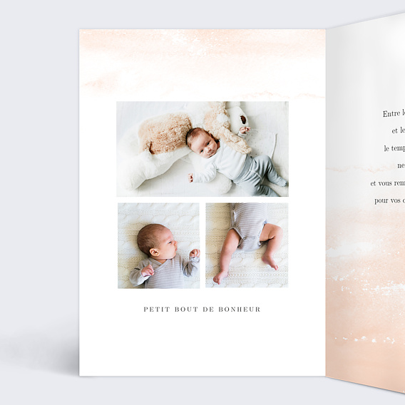 Carte remerciement naissance Watercolor Intérieur Gauche