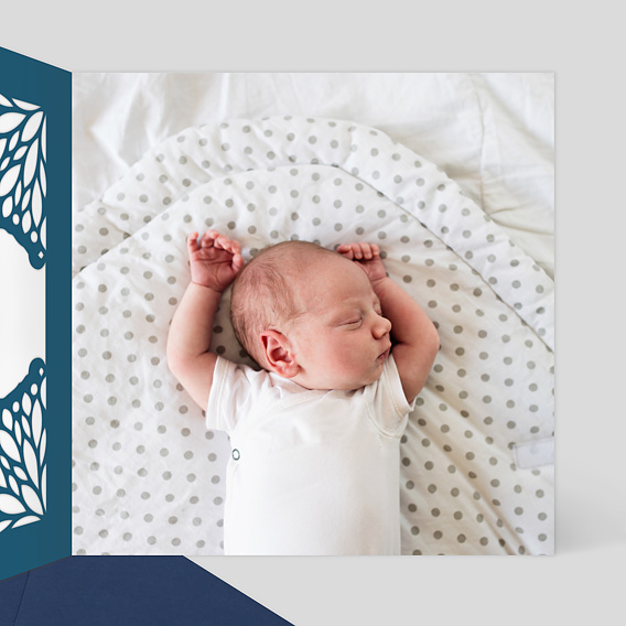 Carte remerciement naissance Découpe Dentelle Intérieur Droit