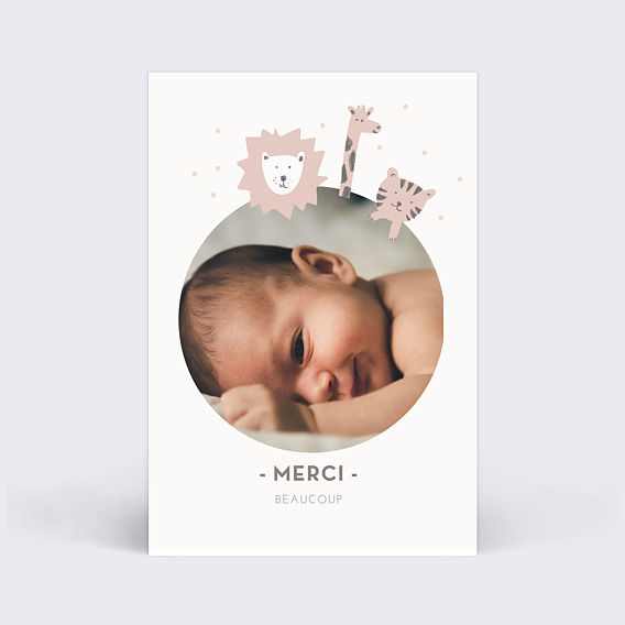 Carte remerciement naissance Savane