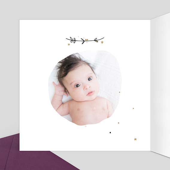 Carte remerciement naissance Petite Princesse Intérieur Gauche