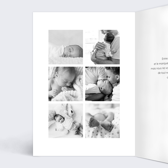 Carte remerciement naissance Belles Lettres Intérieur Gauche