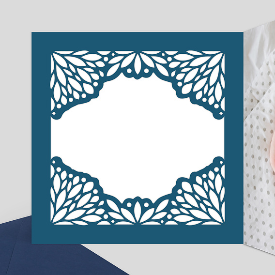 Carte remerciement naissance Découpe Dentelle Intérieur Gauche