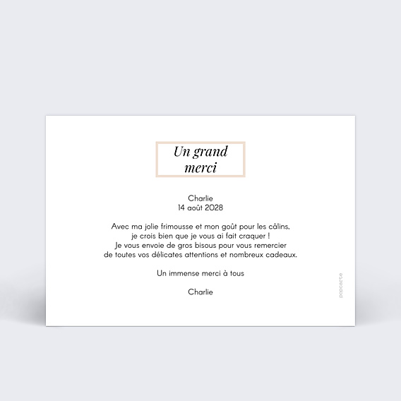 Remerciements Naissance Etiquette Poudrée