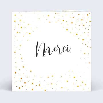Carte remerciement naissance Dorure Pois Merci
