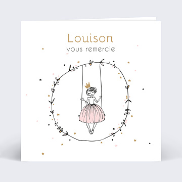 Carte remerciement naissance Petite Princesse