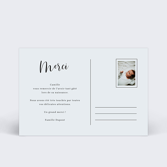Remerciements Naissance Carte Postale Chic