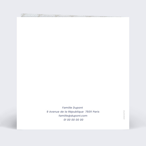 Carte remerciement naissance Tendance Verso