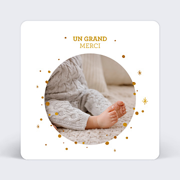 Carte remerciement naissance Golden Dots