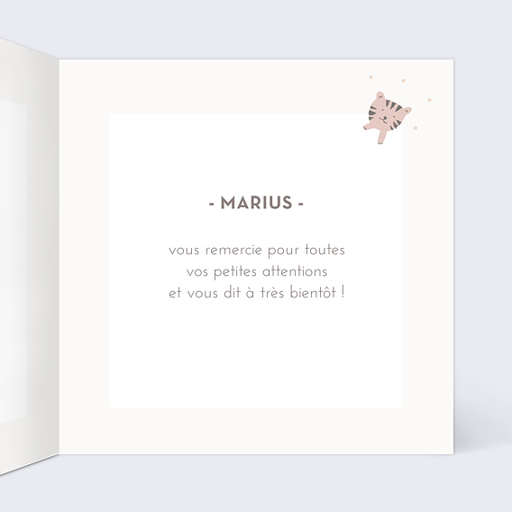 Carte remerciement naissance Savane Intérieur Droit