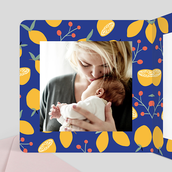 Carte remerciement naissance Fruits Mignons Intérieur Gauche