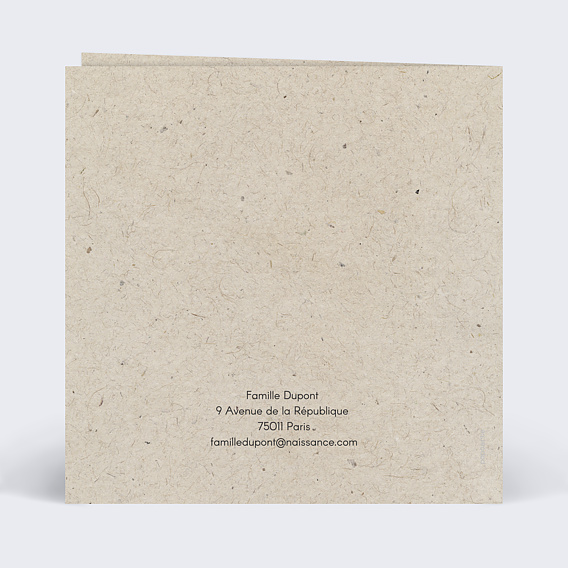 Carte remerciement naissance Pêle Mêle Coton Verso