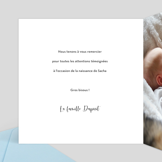 Carte remerciement naissance Dorure Pois Merci Intérieur Gauche