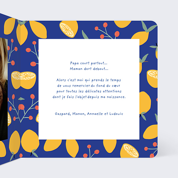 Remerciements Naissance Fruits Mignons
