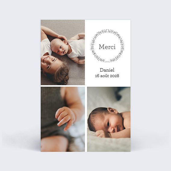 Carte remerciement naissance Jolie Couronne