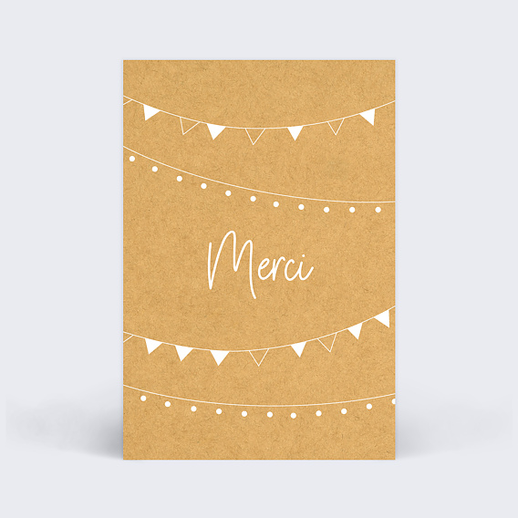 Carte remerciement naissance Kraft en Fête