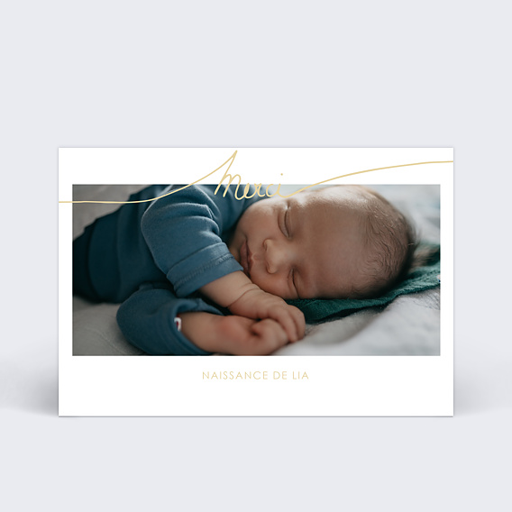 Carte remerciement naissance Typographie Chic