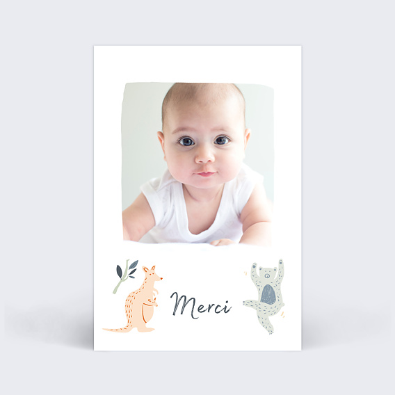 Carte remerciement naissance Wild Animals