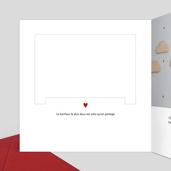 Carte remerciement naissance Découpe Love Letter Intérieur Gauche