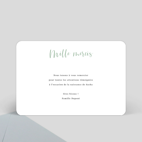 Carte remerciement naissance Cinematic I Verso