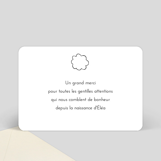 Carte remerciement naissance Jeux d'enfants Verso