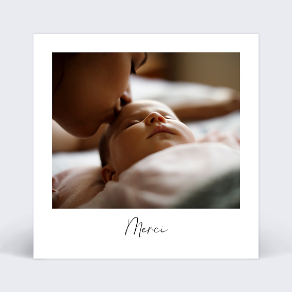 Carte remerciement naissance Polaroïd Classique Recto