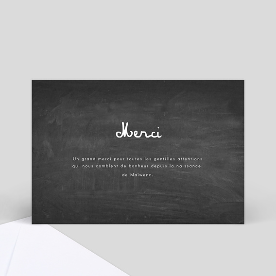 Carte remerciement naissance Ardoise & Pointillés Verso