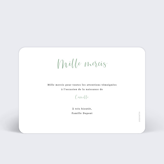 Carte remerciement naissance Cinematic III Verso