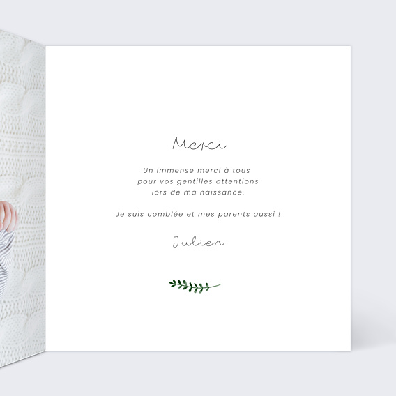Carte remerciement naissance Tendance Intérieur Droit
